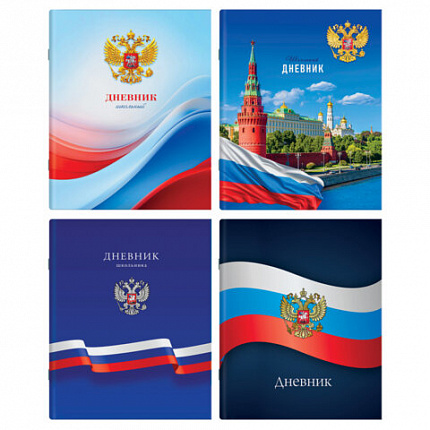 Дневник 1-11 класс 40л, на скобе, ПИФАГОР, обложка картон, МИКС Российский, 107576