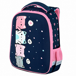 Ранец BRAUBERG KIDS START, 1 отделение, 2 кармана, "Четыре котика", 35х26х13 см, 273150