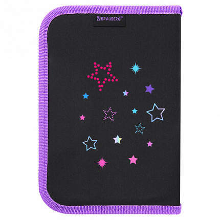 Пенал BRAUBERG с наполнением, 1 отделение, 1 откидная планка, 24 предмета, 21х14 см, "Radiant unicorn", 273532