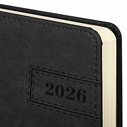 Ежедневник датированный 2026 А5 138x213 мм, BRAUBERG "Imperial", под кожу, черный, 117063