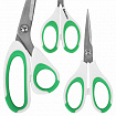 Ножницы BRAUBERG "MAXI" КОМПЛЕКТ 4 шт.: 115, 145, 205 мм + сниппер (для ниток), бело-зеленые ручки, 272982