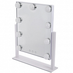 Зеркало для макияжа гримерное с подсветкой, 9 LED-ламп, 3 режима свечения, размер 25х30 см, работа от сети 220 V, цвет белый, BRABIX, 609335