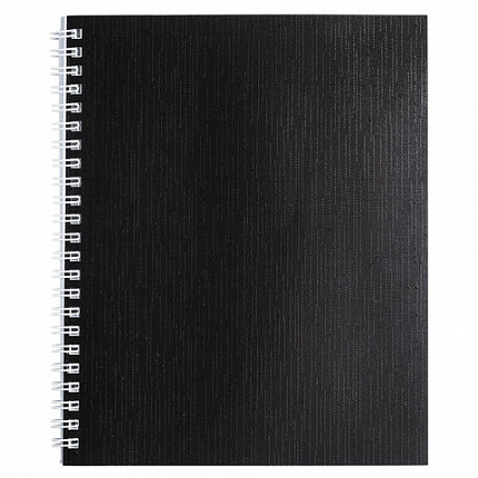 Тетрадь бумвинил, А5, 96 л., гребень, офсет №1, клетка, ЧЕРНАЯ Metallic, HATBER, 059708, 96Т5бвВ1гр