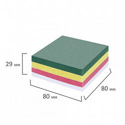 Блок для записей STAFF, проклеенный, куб 8х8 см, 350 листов, цветной, 120384