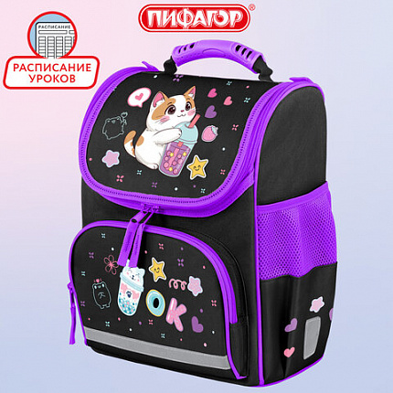 Ранец ПИФАГОР BASIC, 1 отделение, 3 кармана, эргономичная спинка, "Cheers", 35х28х18 см, 274420