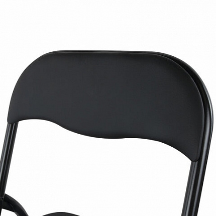 Стул складной BRABIX "Golf CF-007", черный каркас, кожзам черный, гофрокороб, 533024