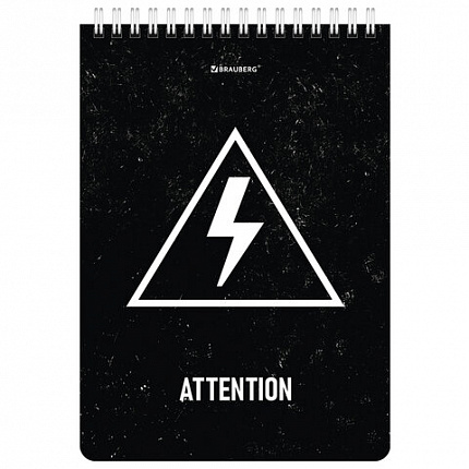 Блокнот А5 (146х206 мм), 80 л., гребень, картон, клетка, BRAUBERG, "Danger", 114378