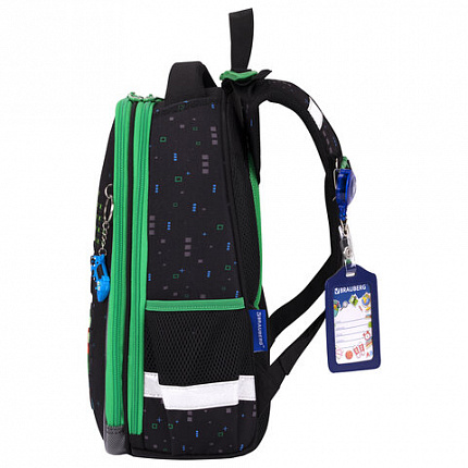 Ранец BRAUBERG PREMIUM, 2 отделения, с брелоком, "Space strike", патчи на липучках, 38х29х16 см, 273104