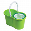 Швабра с отжимом и ведром 7л/5л, отжим центрифуга / рукоятка, 2 круглые насадки, крепление кольцо, зеленый, LAIMA 603624