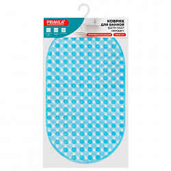 Коврик для ванны противоскользящий 69х39 см, "Ротанг", овальный, голубой, ПВХ, PRIMILA (ПРИМИЛА), 700384