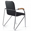Кресло BRABIX "Samba CF-103", хром каркас, накладки "орех", кожзам черный, собрано, 532756