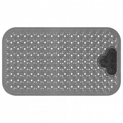 Коврик для ванны противоскользящий с теркой для ступней 70х40 см, серый, ПВХ, присоски, PRIMILA (ПРИМИЛА), 700374