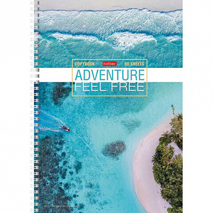 Тетрадь А4, 80 л., HATBER, гребень, линия, обложка картон, "Ассорти" (микс в спайке), 066144, 80Т4В2гр