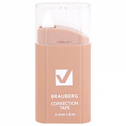 Корректирующая лента BRAUBERG COMPACT PASTEL, 5 мм х 6 м, КОМПЛЕКТ 6 штук, пенал с zip-lock, 272496