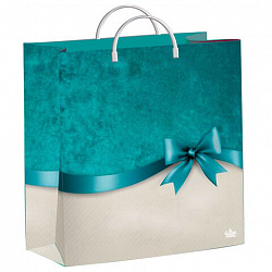 Пакет с пластиковой ручкой, мягкий пластик, 26х24 см, "Бирюзовый бантик", 140 мкм, н00229831