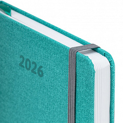 Ежедневник датированный 2026 А5 138x213 мм, BRAUBERG "Mosaic", под кожу, держатель для ручки, бирюза, 117110