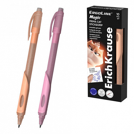 Ручка стираемая гелевая ERICH KRAUSE "ErgoLine Magic Stick&Grip Prima", СИНЯЯ, линия 0,5 мм, 65671