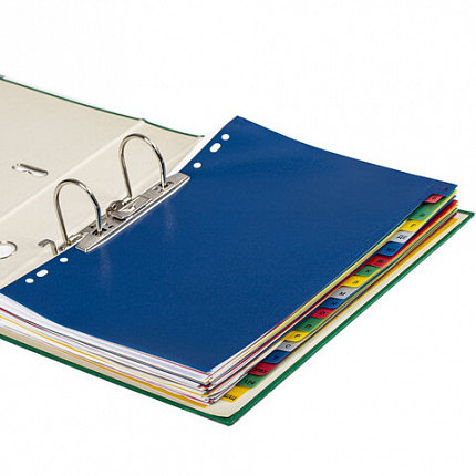 Разделитель пластиковый BRAUBERG, А4, 20 листов, алфавитный А-Я, оглавление, цветной, РОССИЯ, 225615