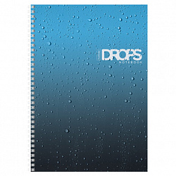 Тетрадь А4 80 л., HATBER, гребень, клетка, глянцевая ламинация, "Drops" (микс в спайке), 088870, 80Т4лВ1гр