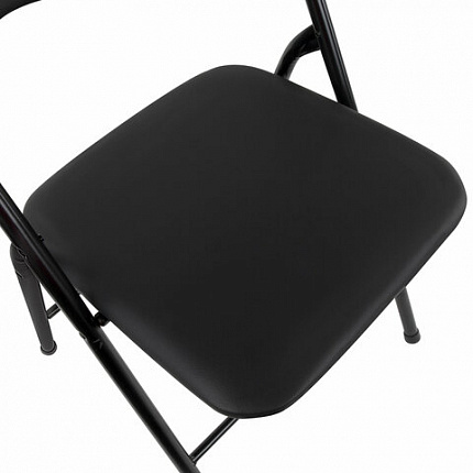 Стул складной BRABIX "Golf CF-007", черный каркас, кожзам черный, гофрокороб, 533024