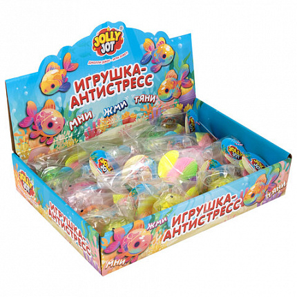 Игрушка-антистресс "РЫБКА", 11 см, ассорти 4 цвета, дисплей, JOLLY JOT (ДЖОЛЛИ ДЖОТ), 665813