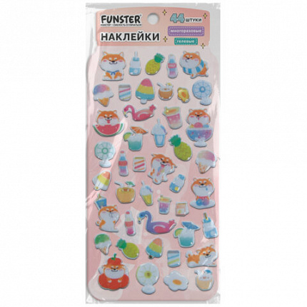 Наклейки гелевые "Вкусный микс", 17,5х9 см, ассорти 6 видов, FUNSTER (ФАНСТЕР), 666082