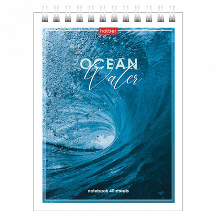 Блокнот МАЛЫЙ ФОРМАТ А6, 40 л., гребень, картон, клетка, HATBER, "Аквалайф", 080473, 40Б6В1гр