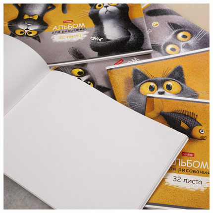 Альбом д/рис. А4 32л., скоба, рельефный картон, HATBER, 205х290мм, Пушистый философ(5, 32А4тВ