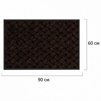 Коврик придверный 60х90 см, КОРИЧНЕВЫЙ, влаго-грязезащитный, 450 г/м2, плетение, PRIMILA (ПРИМИЛА) KRAFT, 701049