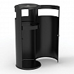 Урна уличная с пепельницей, кольцом для мешка, створка с замком, 955х455х455 мм, 70 литров, черная, "Метрополь-2"