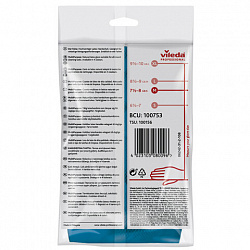 Перчатки МНОГОРАЗОВЫЕ резиновые VILEDA многоцелевые, хлопчатобумажное напыление, ПРОЧНЫЕ, размер 7,5-8, M (средний), синие, вес 63 г, 174353