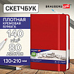 Скетчбук, слоновая кость 140 г/м2 130х210 мм, 80 л., КОЖЗАМ, резинка, BRAUBERG ART CLASSIC, красный, 113193