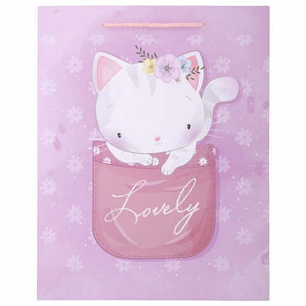 Пакет подарочный (1 штука) 26х13х32 см (L), "Lovely Animals", ассорти, глиттер, ЗОЛОТАЯ СКАЗКА, 700816