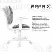 Кресло детское BRABIX "Fancy MG-201W", с подлокотниками, пластик белый, велюр, серое, 533010