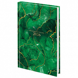 Ежедневник датированный 2026 145х215 мм, А5, STAFF, ламинированная обложка, "Green Marble", 117315