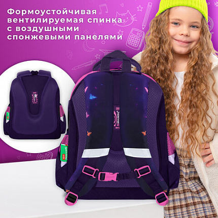 Ранец BRAUBERG KIDS STANDARD, 2 отделения, "Любознательный кот", 36х28х14 см, 273145