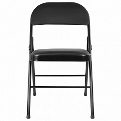 Стул складной BRABIX "Golf Plus CF-003 КОМФОРТ", черный каркас, кожзам черный, В КОРОБЕ, 533026