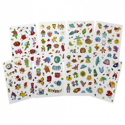 Набор наклеек "Стикерпак", ассорти, 8 листов, 200 наклеек, 110х175 мм, ПП