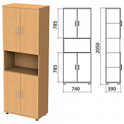 Шкаф полузакрытый "Монолит", 740х390х2050 мм, цвет бук бавария (КОМПЛЕКТ)
