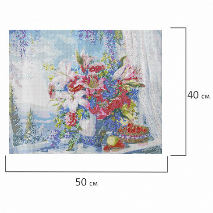 Картина стразами (алмазная мозаика), 40х50 см, ОСТРОВ СОКРОВИЩ "Букет с гладиолусами", без подрамника, 663866