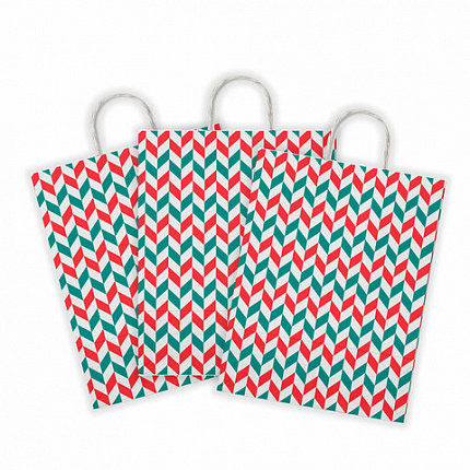 Крафт-пакет бумажный "Зигзаг" 26х15х35 см, с кручеными ручками, плотность 100 г/м2, белый, 113211