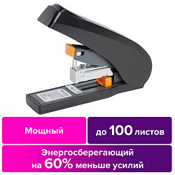 Степлер ЭНЕРГОСБЕРЕГАЮЩИЙ МОЩНЫЙ №24/6-23/13 BRAUBERG "Easy Press", до 100 листов, БЕЗ УСИЛИЙ, 224350