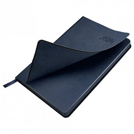 Ежедневник датированный 2026 А5 138x213 мм, BRAUBERG "Stylish", под кожу, гибкий, темно-синий, 117096