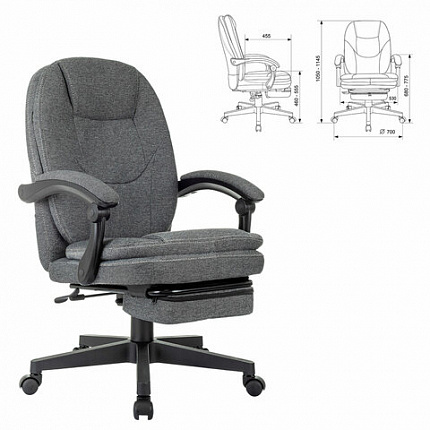Кресло офисное CH-868MSG-BF, синхромеханизм, вибромодуль, подставка для ног, ткань, серое, 1998751