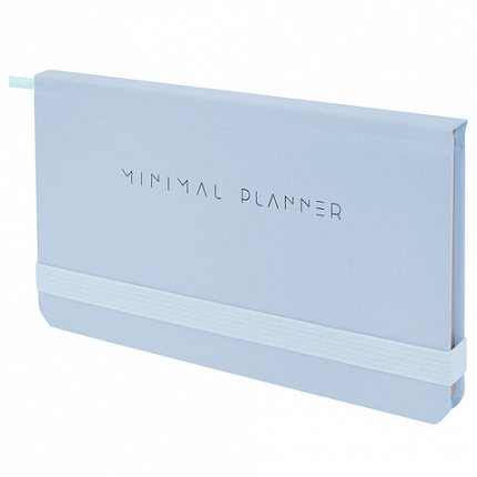Еженедельник недатированный с резинкой 171х93 мм, BRAUBERG, твердый, 64 л., "Minimal", голубой, 116313