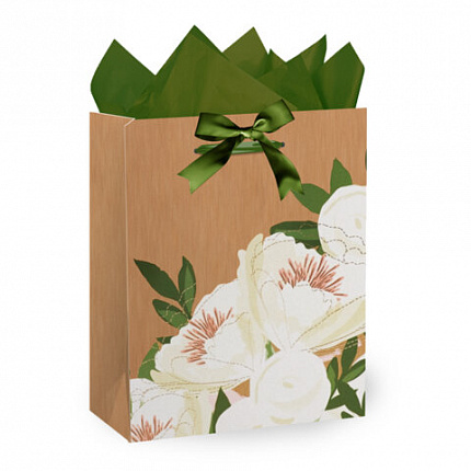 Пакет подарочный (1 штука) 18х10х23 см (M), "Flowers", ассорти, глиттер, c тишью, ЗОЛОТАЯ СКАЗКА, 700808