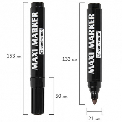 Маркер перманентный универсальный ЧЕРНЫЙ CENTROPEN "Maxi Marker", 2-4 мм, 8936, 5 8936 0112