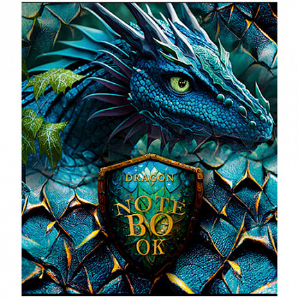Тетрадь А5 48 л., ПЗБМ, скоба, клетка, фольга, конгрев, выборочный TWIN-лак, "Дракон" (5 видов), 25113