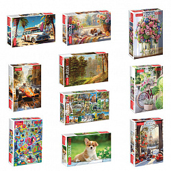 Пазл картонный 1000 элементов АССОРТИ, 10 дизайнов, 480х680 мм, HATBER