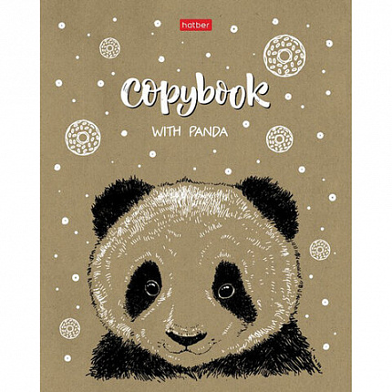 Тетрадь А5, 48 л., HATBER, скоба, клетка, обложка крафт-картон, "Милые зверьки" (5 видов в спайке), 48Т5В1